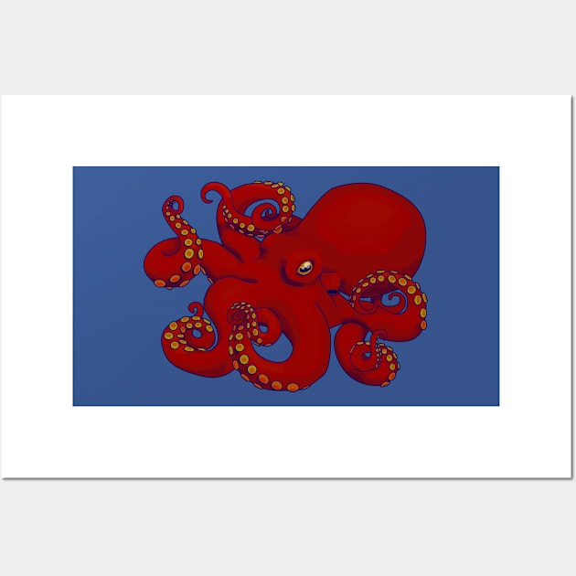 Red Octopus Wall Art by ziafrazier